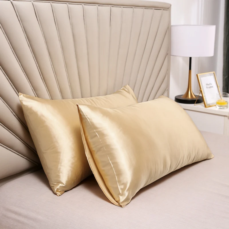 High Quality Satin Pillowcase  40x60 50x75 Pillow Cover Solid Color Cover Pillow Bedding Rayon Pillow Case 2