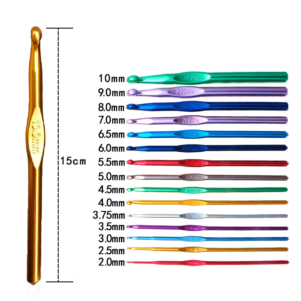 Crochet Hook Set Handle Knitting Needles 2.5mm 3mm 3.5mm 4mm 4.5mm 5mm 5.5