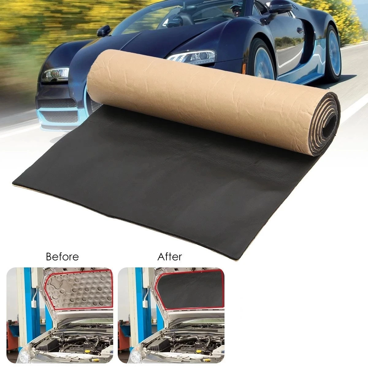 Insonorisation de voiture insonorisant isolation phonique insonorisant  mousse acoustique anti-bruit coton auto-adhesif isolation thermique mousse  alveolaire insonorisant, 1 rouleau 200 cm x 50 cm, 5 m 