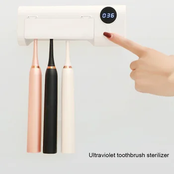

UV Toothbrush Holder Tooth Brush Sterilization Storage Rack with UV Light Toothbrushes Cleaning Tool For Home Bathroom