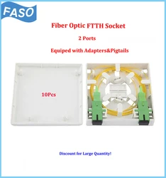 Boîte de terminaison murale intérieure à Fiber optique, 10 pièces, 4 ports, équipée d'adaptateurs et Pigtails 