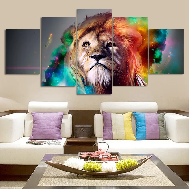

Painted Nonwoven Oil Painting Painted Paper Animal Five Paintings Canvas Painting Modern Home Decoration Frameless Coreless Post