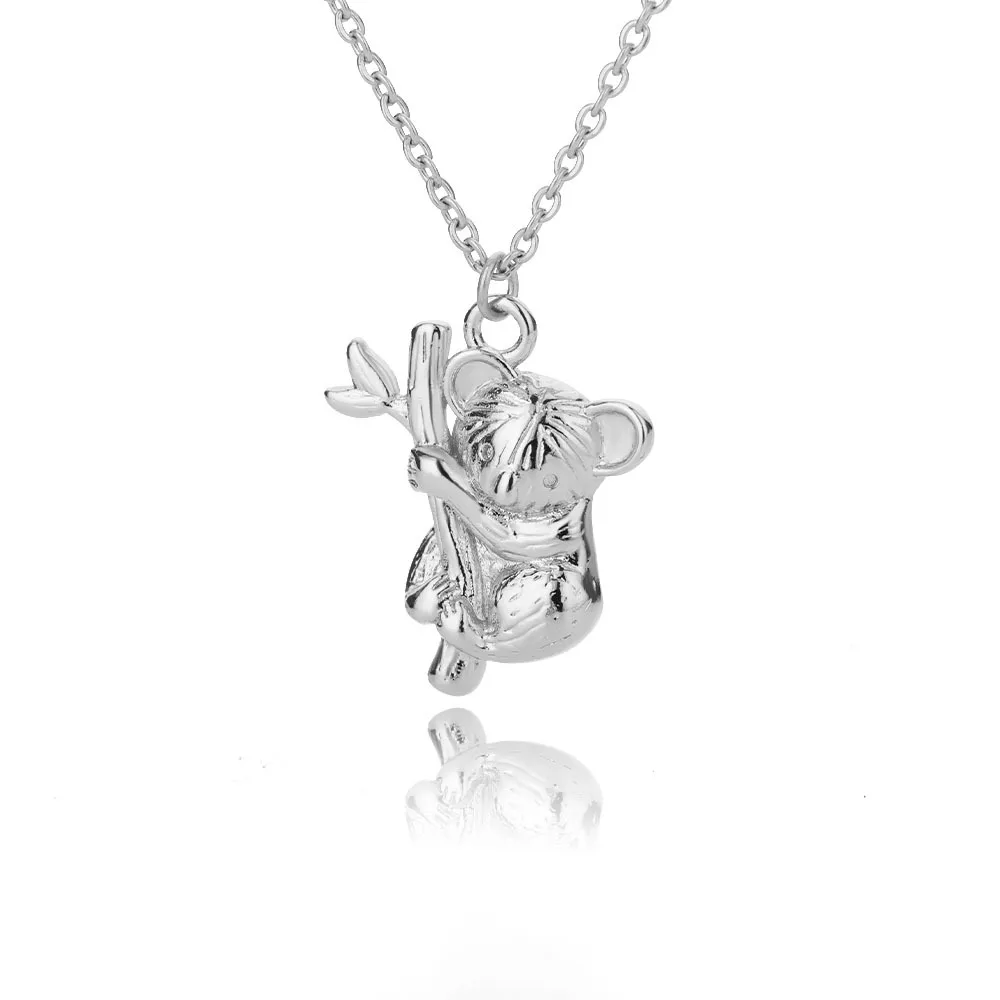 Collier pendentif ours Koala en acier inoxydable pour Femme, joli bijou, clavicule, Animal, à la mode, cadeau d'amitié, nouveauté