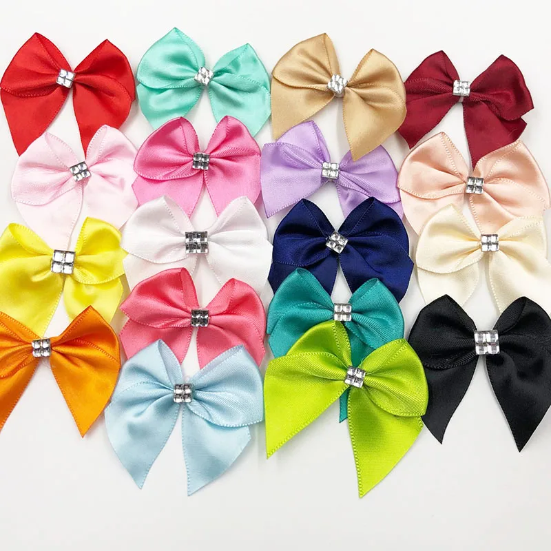 40PC Ribbon Bows Flower the Rhinestone Appliques Sewing Craft Lots Upick B227 satin ribbons,ribbon decoration,ribbon supplies
