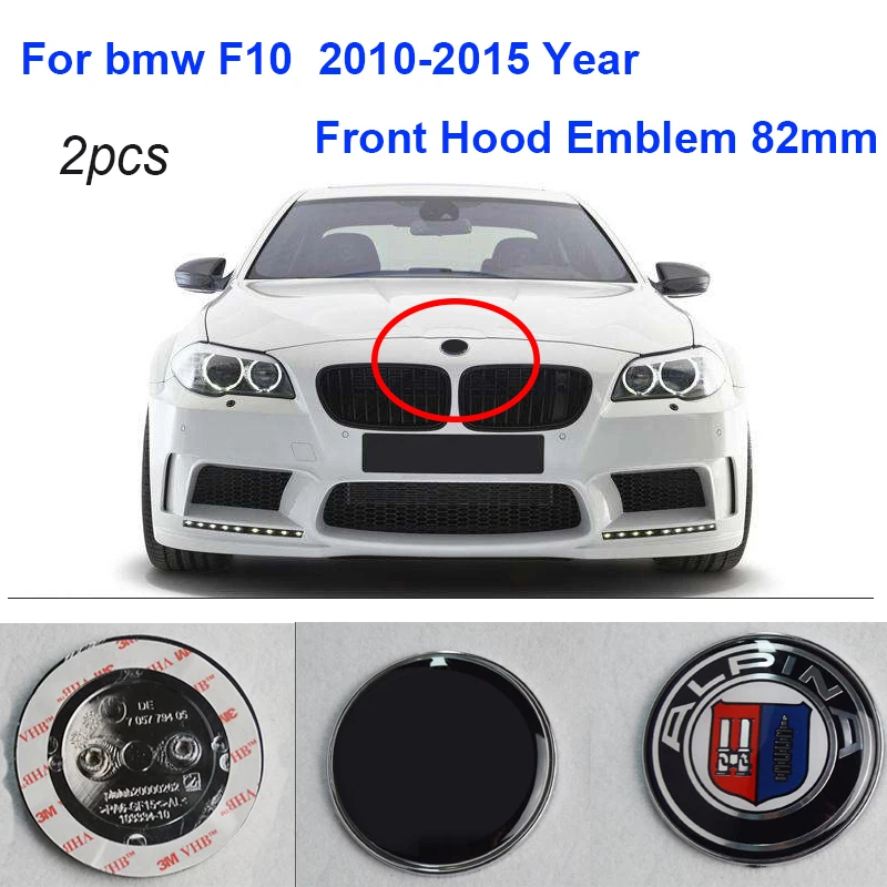 

2Pcs 82mm F10 Front Bonnet Emblem Auto Head Hood Label Logo Cover For BMW F10 2010-2015 AC Alpina