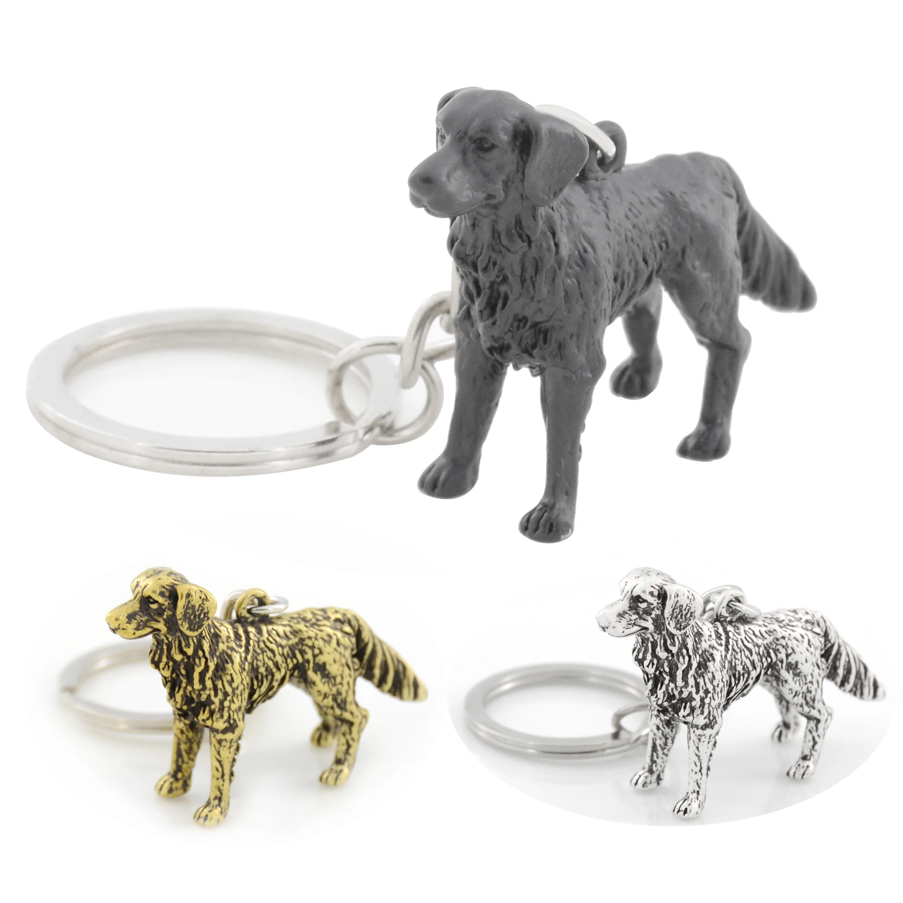 Schwarz Vintage Retro Stil Golden Retriever Hund Keychain Anime Tier Auto Schlüssel Kette Tasche Schlüsselanhänger Pet Geschenke Für Männer Schlüssel anhänger