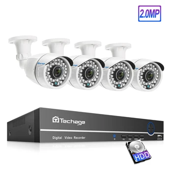 

Techage 4CH 1080P AHD Analog DVR CCTV System 2.0MP IR Cut Indoor Outdoor Camera 1080P P2P Home Security Video Surveillance Kit