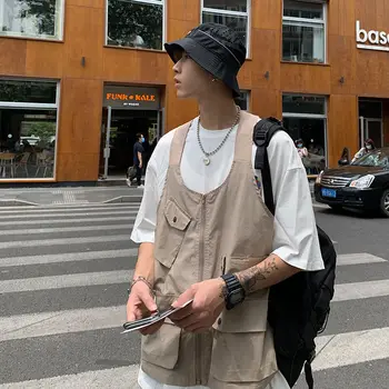 

2020 New Summer Korean Couple Harajuku Loose Casual Japanese Solid Color Original Retro Street Vest