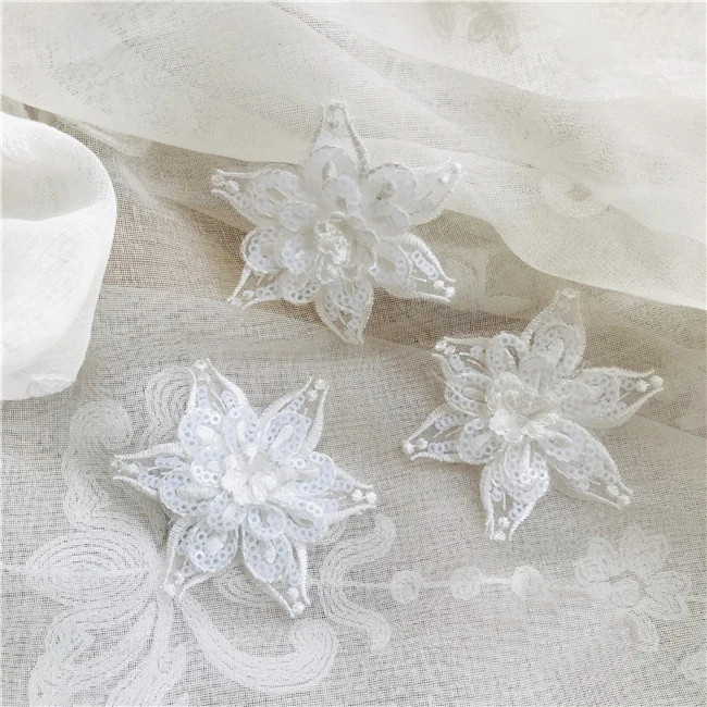 

Flower Lace Applique 10pcs Ivory Embroidery Floral Patches Dress Sweater Clothes Decoration 6cm 2.36" Wide L14F25
