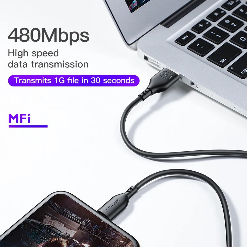 USB кабель KUULAA MFi для iPhone 11 Pro/XS Max/X/XR зарядный шнур с поддержкой быстрой зарядки 8 7 6
