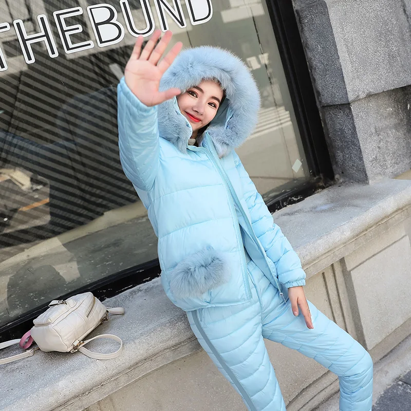 Новинка 2019 года модная зимняя женская хлопковая куртка комплект одежды Женская