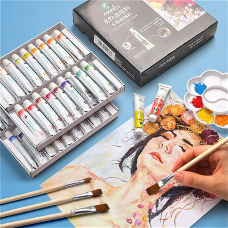 36 Colors Beginners Gouache Pigment Watercolor Paint Powder Set Solid Water  Color with Brush Pen for Professional Art Supplies - AliExpress