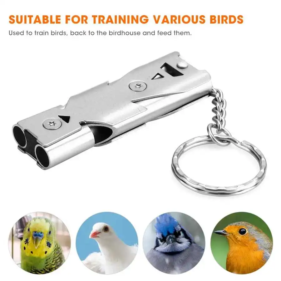 Bird Training Tool Metal Birds Ultrasonic Training Two- Whistle Back to Birdhouse Tool Accessory for Pet