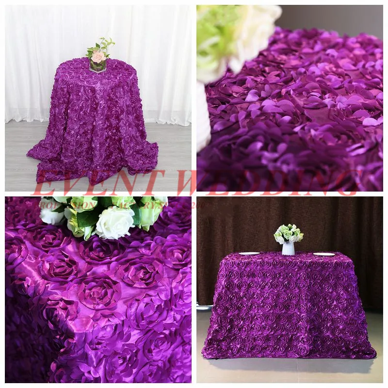 Excellent-quality-luxury-wedding-tablecloths-purple-rosette_副本