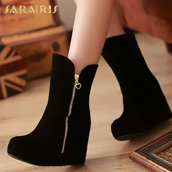 

Sarairis Brand New High Heels Dropship Large Sizes 43 Autumn Winter Shoes Women Platform Wedges Short Boots