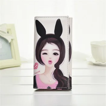 

Women Clutch Beauty Print Coin Faux Leather Wallet Card Package Bifold Holders Lady PU Phone Purse