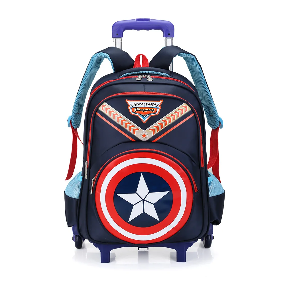

America Captain Young STUDENT'S Trolley Bag BOY'S-Climbing Stairs Deconstructable CHILDREN'S School Bags