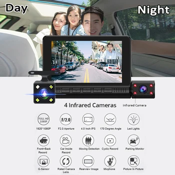 

4.0 inch Driving recorder Car Three Lens Non-destructive 300W DC 12/24V input