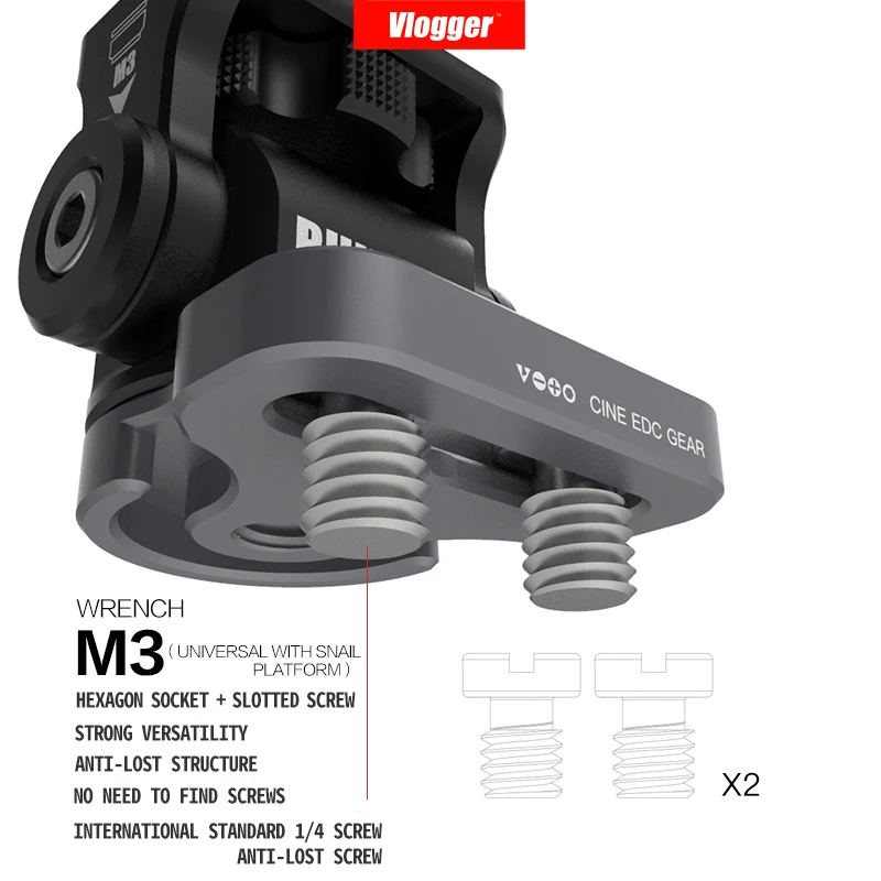 Vlogger M3 гаечный ключ Регулируемая DSLR камера монитор шариковая головка HDMI Кабельный зажим носорог Регулируемая демпфирующая головка