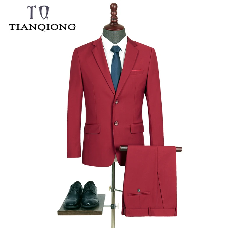 TIAN QIONG мужские костюмы новейший дизайн пальто брюки свадебные костюмы для мужчин брендовая одежда приталенный черный серый мужской деловой костюм