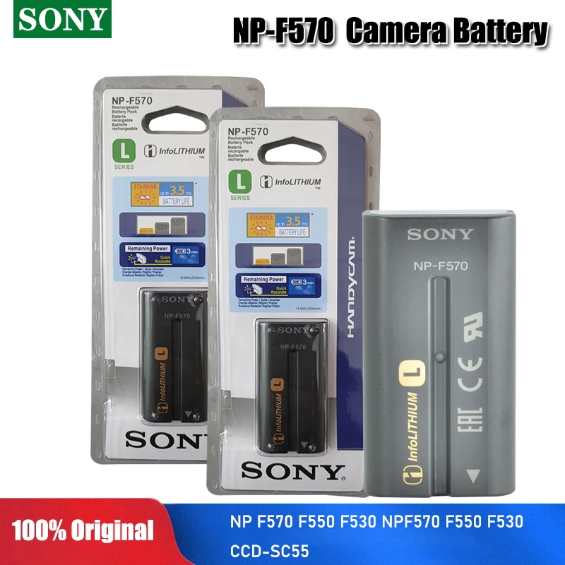 Оригинальный литиевый аккумулятор SONY 7 2 в NP-F570 NP F570 NPF570 2100 мА · ч элементы камеры