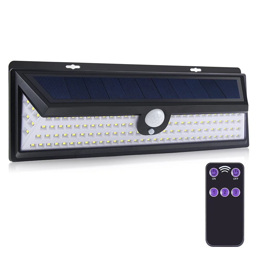 

Fagoozon 118LED Remote Control Solar Lights, 4 Optional Modes Motion Sensor Light with 270° Wide Angle, IP65 Waterproof
