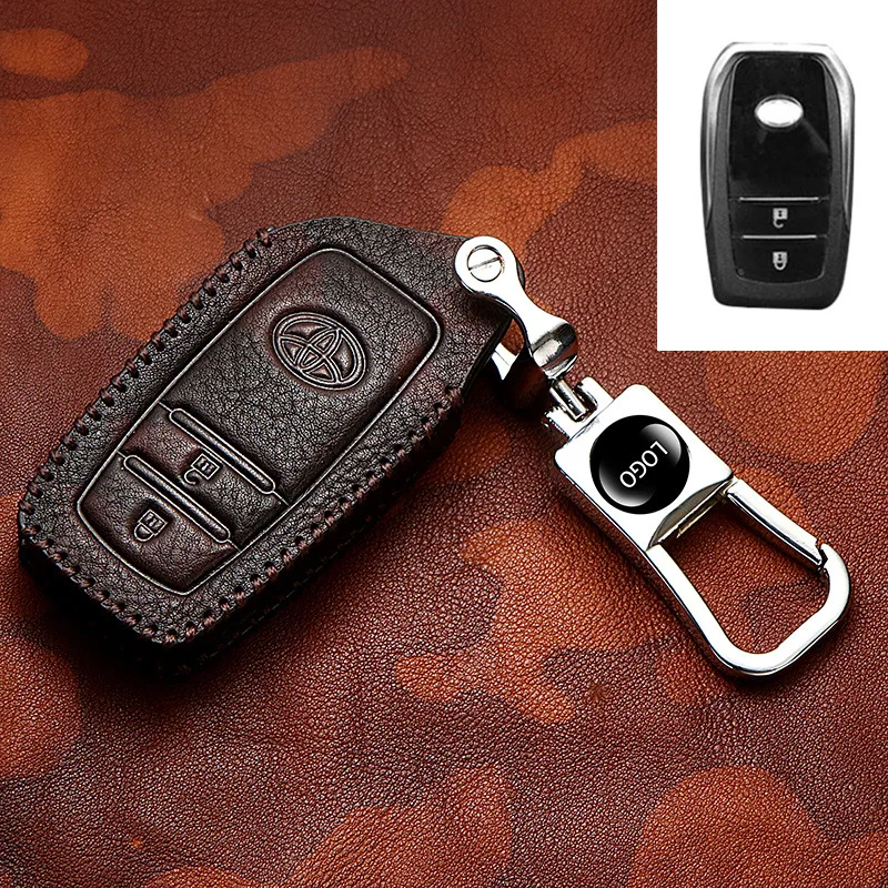 Верхний слой кожаный чехол для ключей для Toyota CHR Auris Corolla Camry Prado Fortuner RAV4 Avensis, Verso Yaris Aygo Scion TC IM