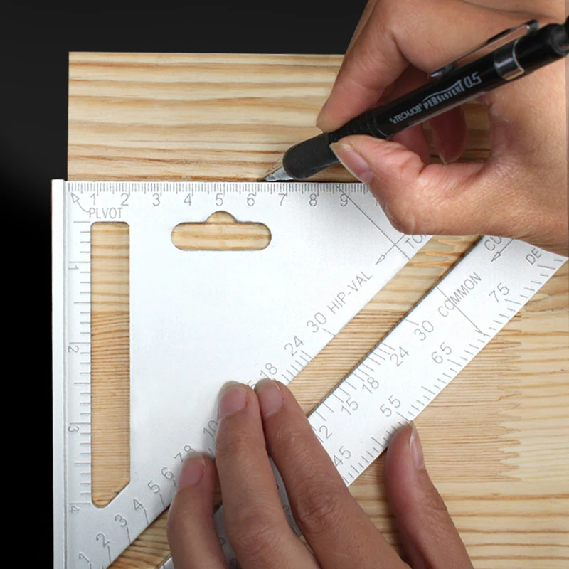 30cm Silver Aluminum Alloy Speed Square Roofing Triangle Angle Protractor Try Square Carpenter's Measuring Layout Tool