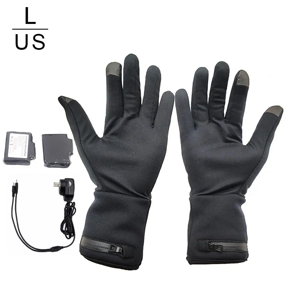 Перчатки с подогревом, теплые, с подогревом, с зарядкой от USB, перчатки с сенсорным экраном для мужчин/женщин, для катания на лыжах, Температурное регулирование - Цвет: L Size US Plug