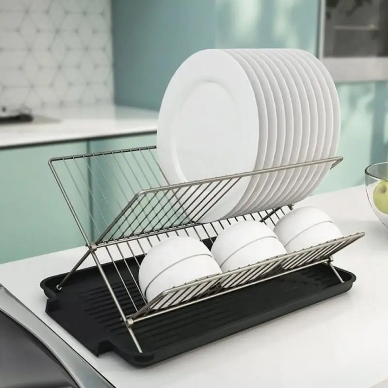 Xshaped Folding Drain Rack Wrought Iron Dishes Drying Rack Kitchen