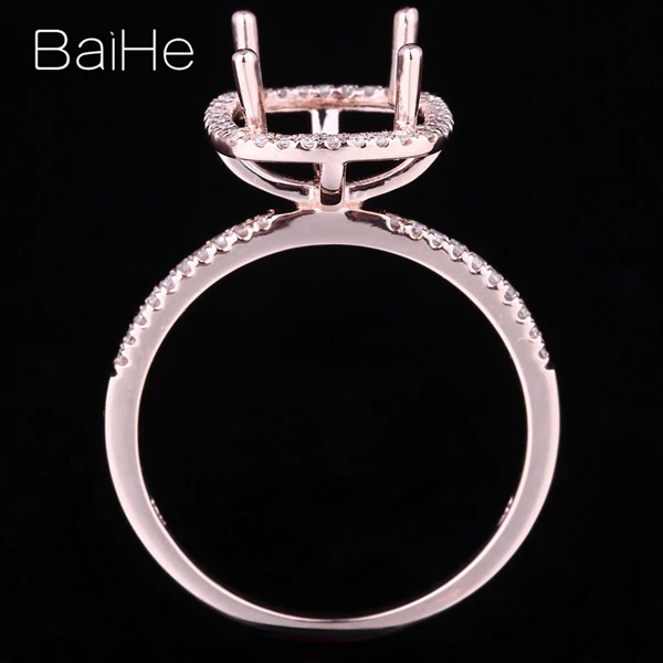 BAIHE Solid 14K розовое золото(AU585) сертифицированное обручальное женское винтажное ювелирное элегантное уникальное кольцо с полукреплением в подарок