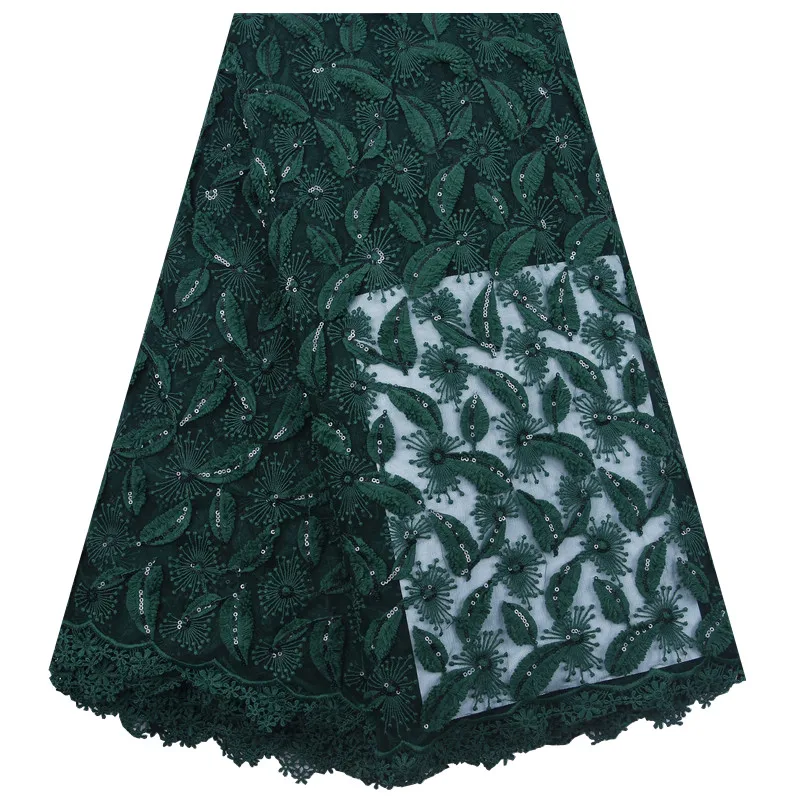 African Lace Fabric New Green French Milk Silk Beautiful 5 Yards Nigerian Sequins Tulle Cloth For Party A1853 | Дом и сад