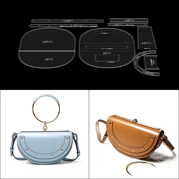 

DIY Leather Crossbody Bag Sewing Cutting Stencil Acrylic Pattern Mold Single-shoulder Bag Design Transparent Acrylic Template