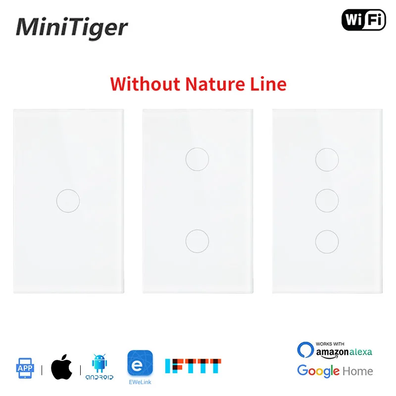 Minitiger панель из хрустального стекла 1/2/3 клавиши Wi-Fi сенсорный переключатель