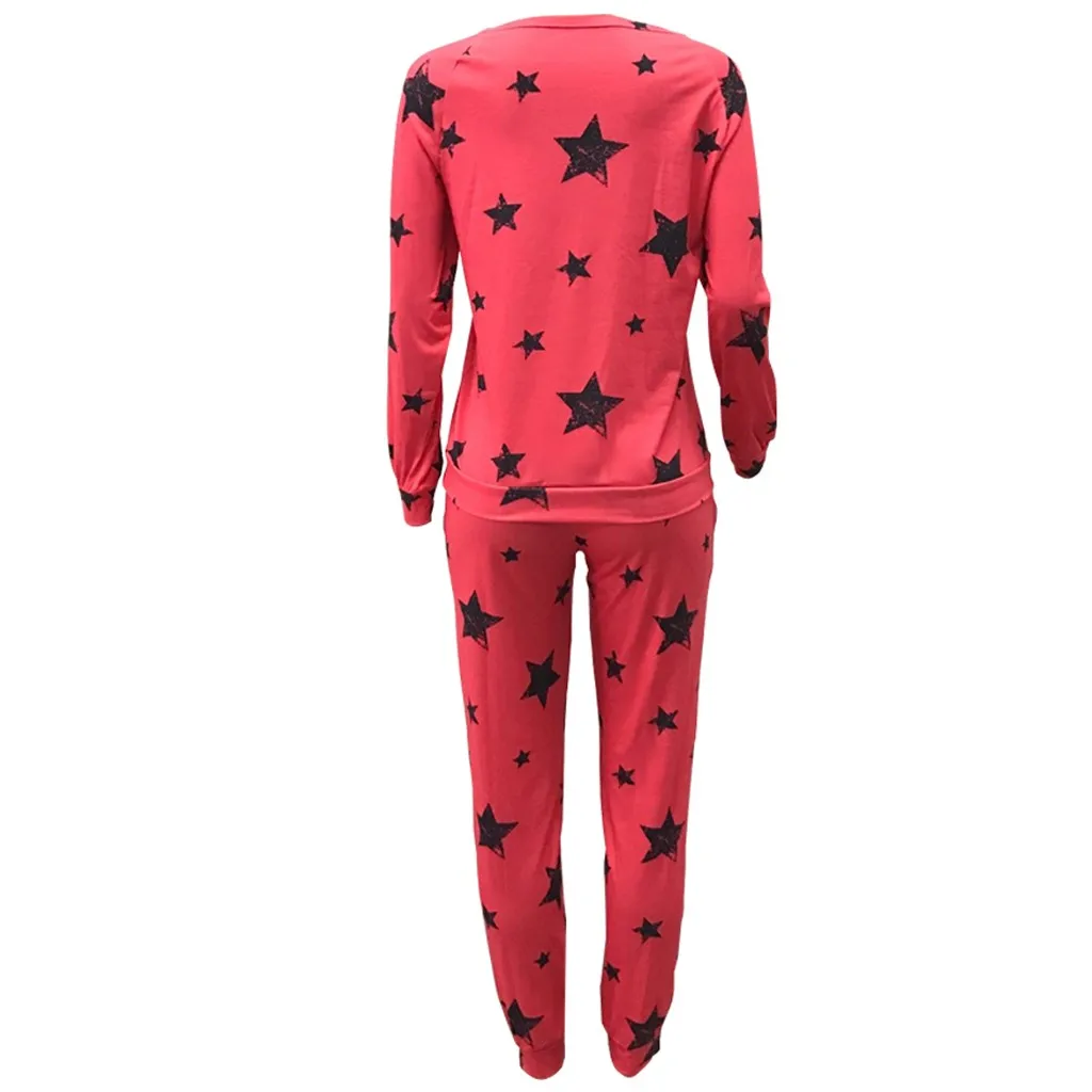 Sagace pajamas Set Women 2Pcs Star Print Pants Tracksuit Sets Leisure Lounge Wear Suit Explosion Home Service two-piece Suit
