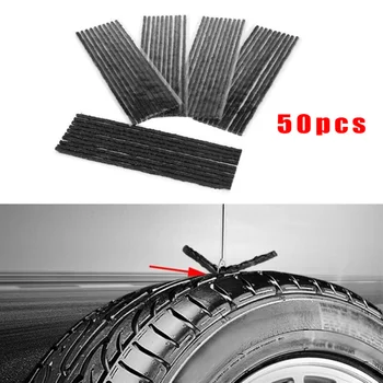

50pcs Rubber Strips Tire Repair Plugs Patch Tyre Black Accessory Parts