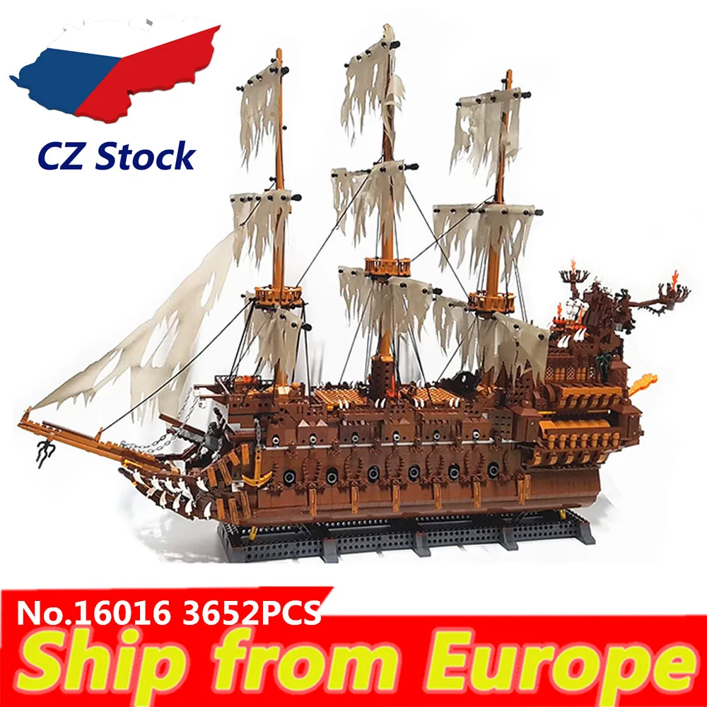 

Movie MOC 16006 16009 22001 16016 building blocks bricks Flying Dutchman Netherlands flag Ship Assembly Kid toys gift 4184 4195