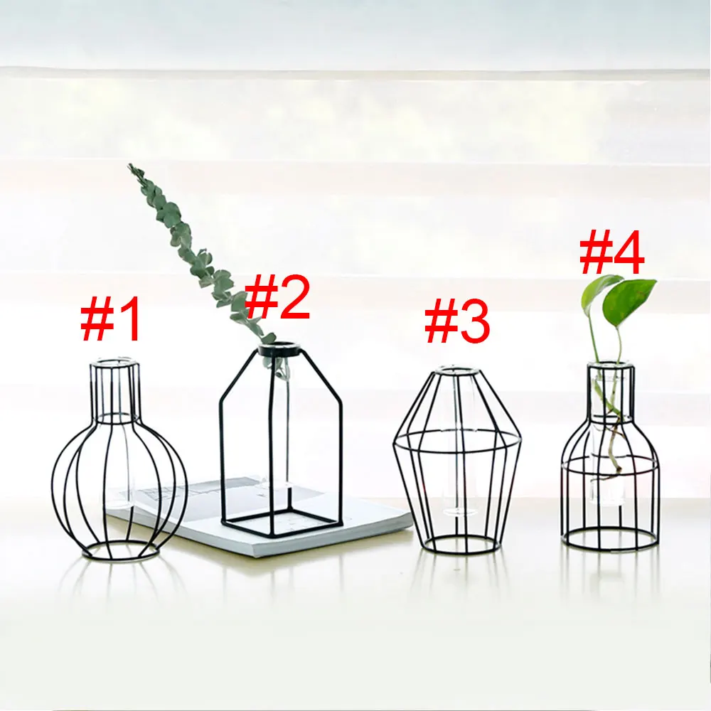 Creative Glass Test Tube 4 Style Office Home Decor Flower Stand Flowerpot Balcony Desktop Ornament Hollow Vase Geometry