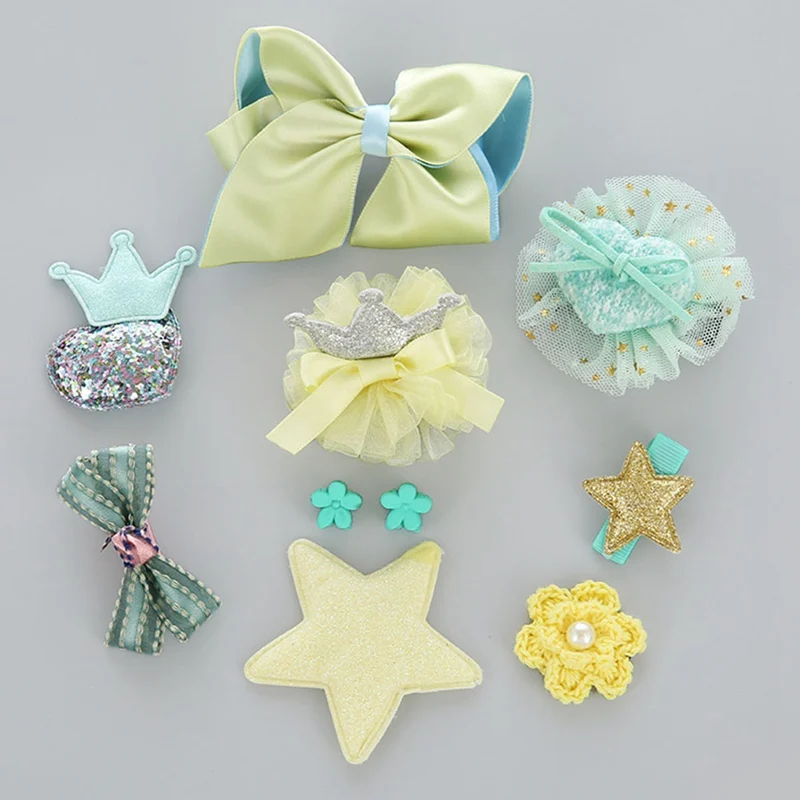 10 PCS Hair Clip Set Cute Crown Bowknot Kind Hairpin Flower Star Girls Hair Accessories Headwear Headband Hairgrip