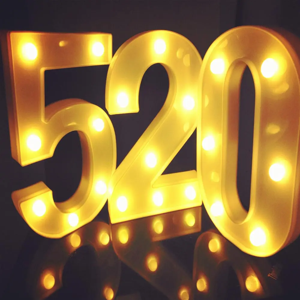 3D LED Night Lamp 26 Letter 0-9 Digital Marquee Sign Alphabet Light Wall Hanging Lamp Indoor Decor Wedding Party LED Night Light 3