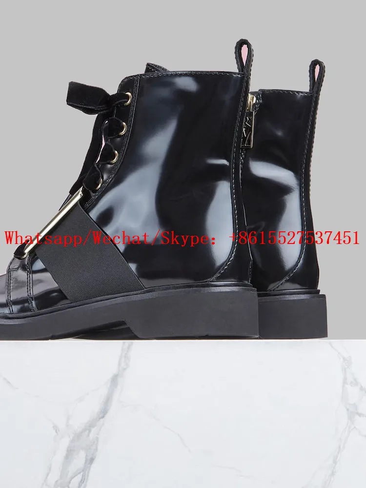 Брендовая зимняя обувь с перекрестной шнуровкой женские ботильоны г. С металлическим декором Bota Feminina, черные лакированные кожаные ботинки челси zapatillas mujer
