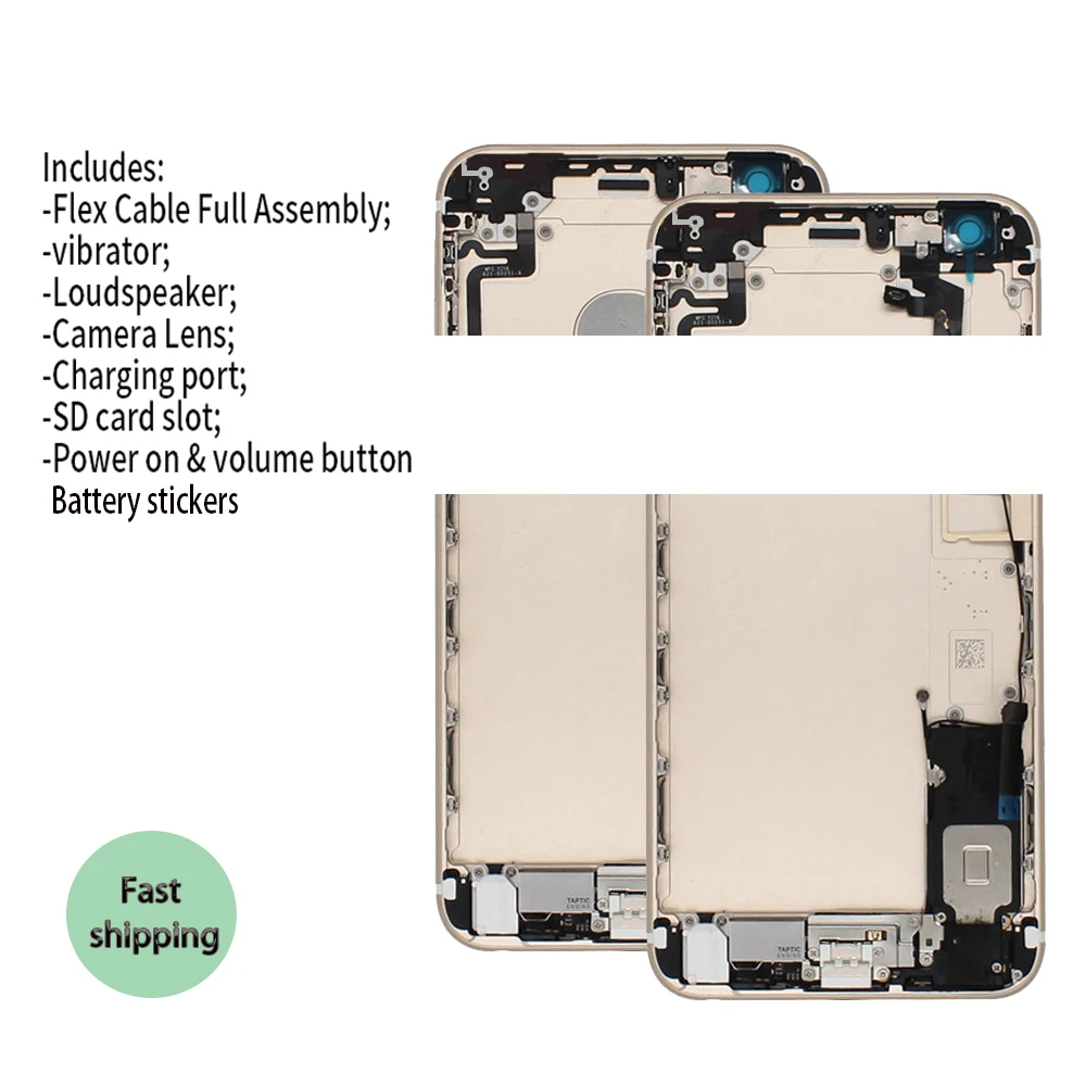 10Pcs Back Full Housing For IPhone 6G 6 6S plus 6SP 6P Battery Rear Door Cover Middle Frame Chassis+ Flex Cable Assembly