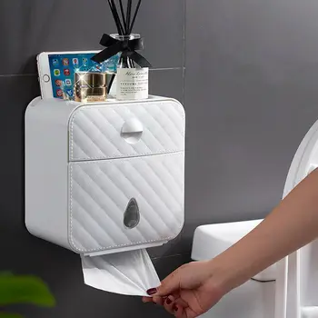 

Waterproof Wall Mounted Tissue Toilet Paper Roll Holder Storage Box Bath Rack