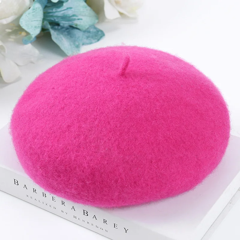 Осенне-зимний женский шерстяной берет, винтажные береты, шапка, шапка для девушек, одноцветные теплые шляпы для прогулок, женская шапка для художника, французская шапка
