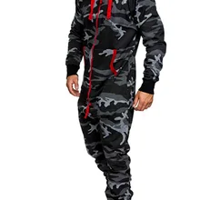 Мужская цельная Пижама с капюшоном, мужской однотонный комбинезон на молнии с капюшоном, уличная рабочая одежда, 6 цветов, камуфляж