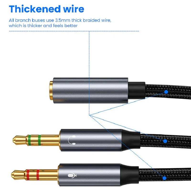 컴퓨터 용 헤드폰 분배기 3.5mm 암 2 듀얼 3.5mm 수 마이크 AUX 오디오 Y 분배기 케이블, 헤드셋-PC 어댑터 0.35M 1M