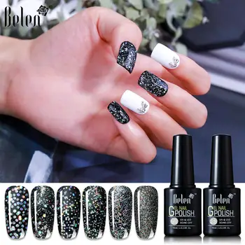 Online Belen Laser Silber Nagel Glitter Gel Nagel Polieren Maniküre Tränken Weg Vom UV LED Nagel Lack Primer Gel Polnischen Salon Maniküre 10ML