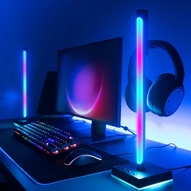 Support de casque d'écoute LED RGB, 2 pièces, bande lumineuse