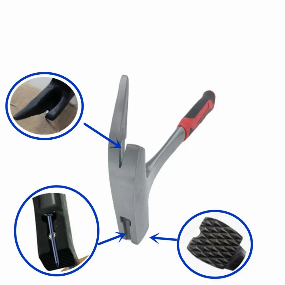 Roofing hammer high carbon steel roofing claw horns hammer multi-function claw tools fire hammer for building, emergency escape (4)_副本