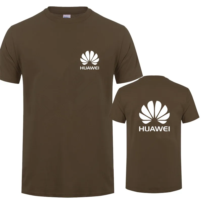 Новая модная футболка huawei Мужская хлопковая футболка с коротким рукавом футболки LH-125 - Цвет: Dark Chocolate